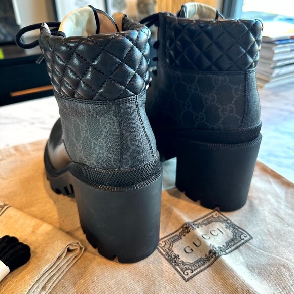 Gucci Women's GG Ankle Boot - Black Supreme Canvas - Size: 39 = 9 US - Picture 9 of 13